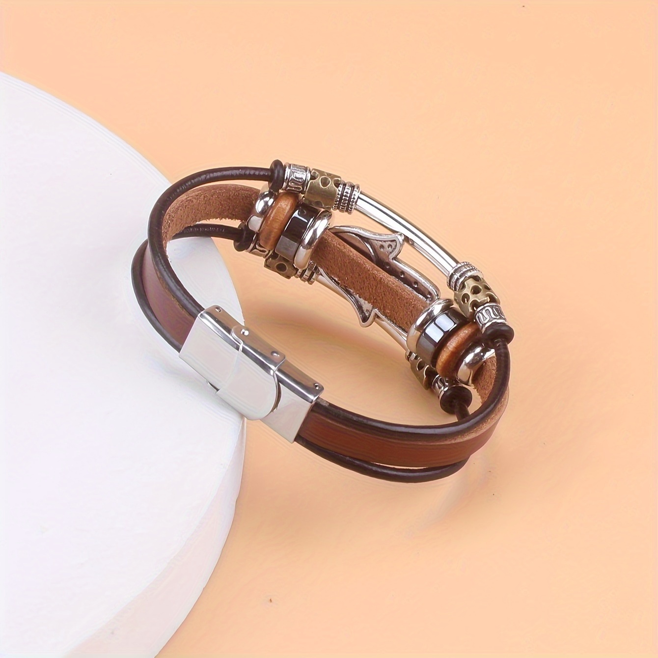 Boho Fatima Eye Beaded Bracelet with Stainless Steel Buckle